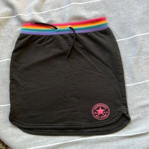 Girls converse mini skirt black w/ rainbow detail